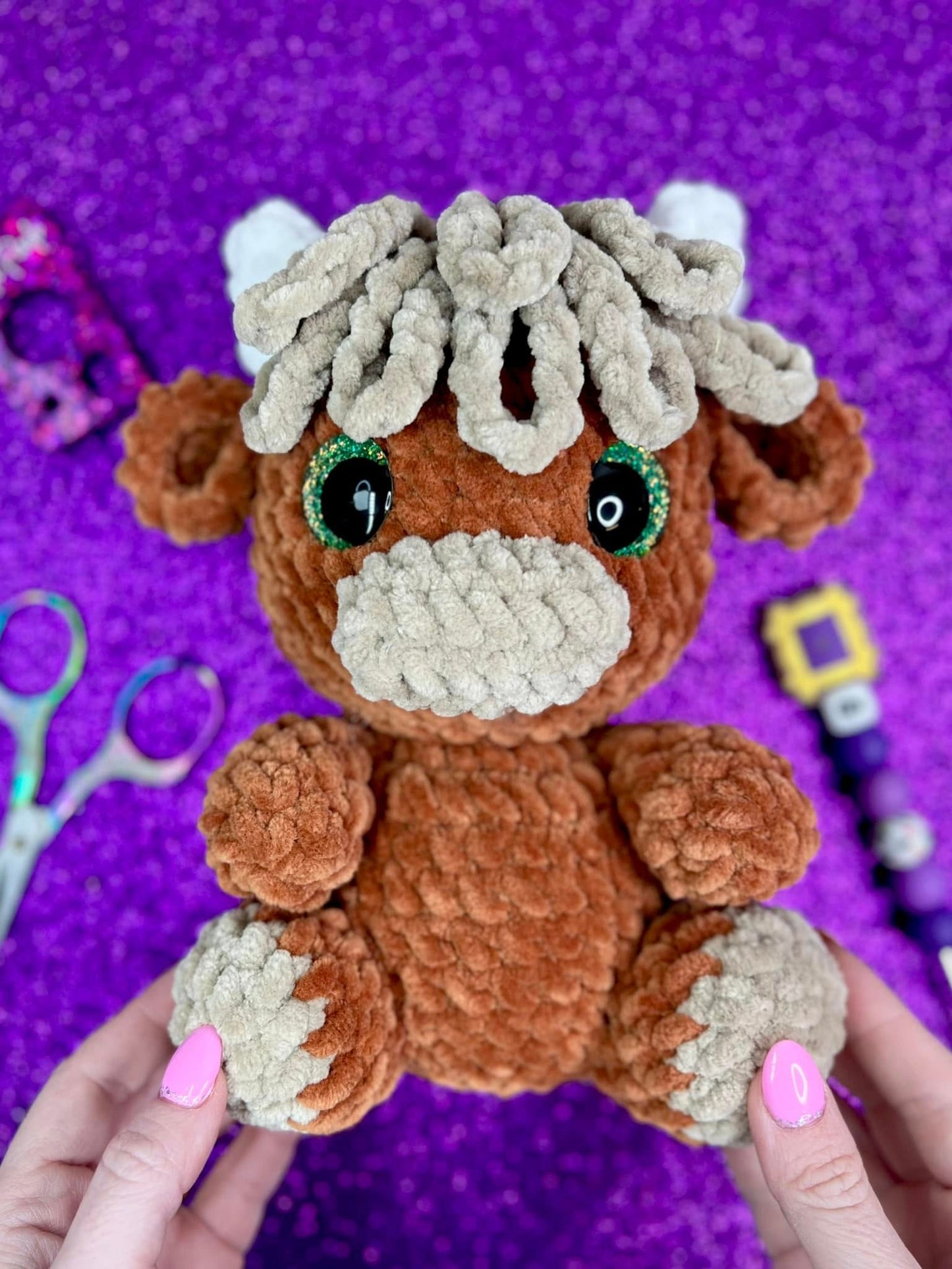 Itty Bitty Baby Cow and Highland Pattern